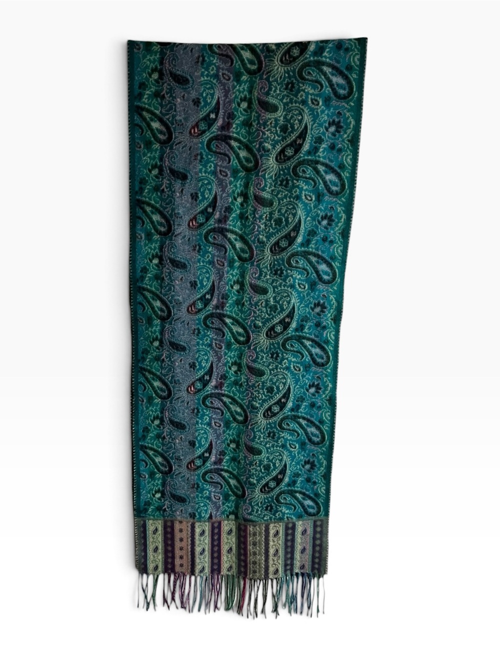 NWOT Lord & Taylor Multicolored Fringed Paisley Scarf - Picture 2 of 7